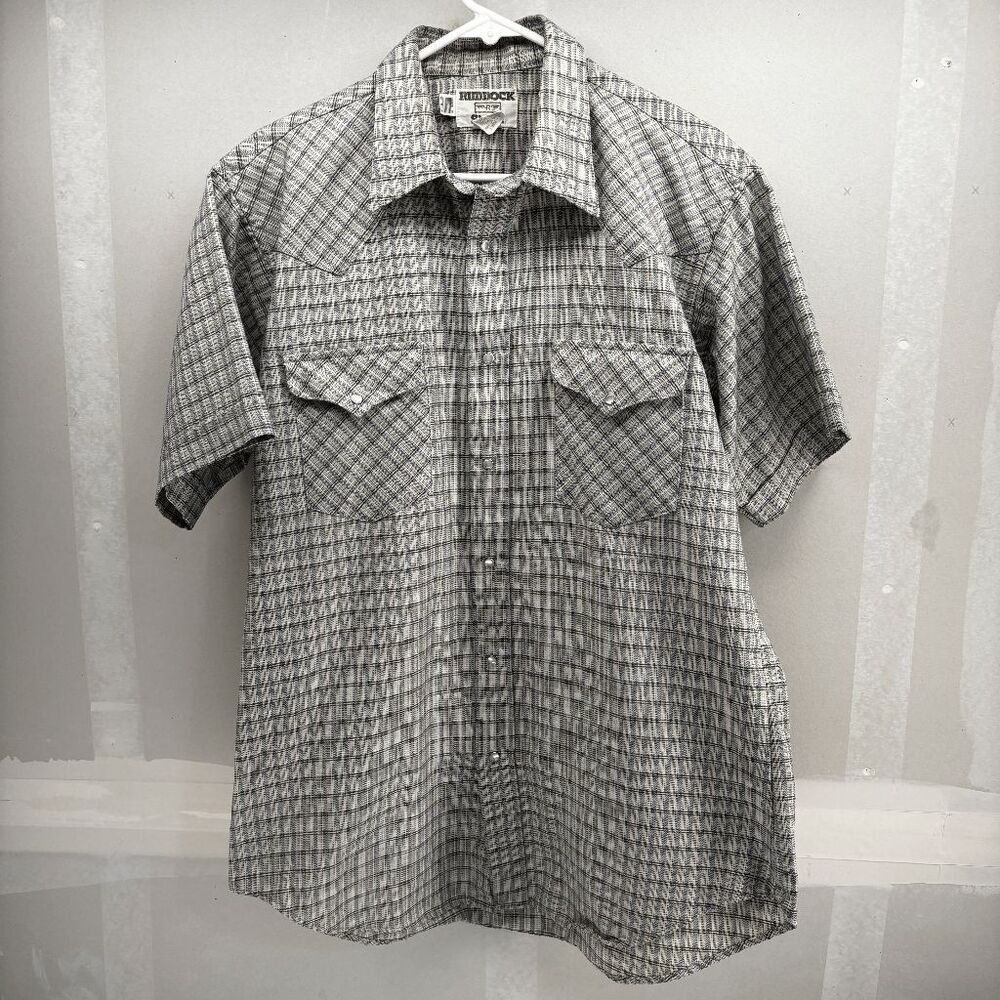 Flying R Ranchwear Ruddock Shirt Mens L Plaid Pearl Snap Western Made USA *